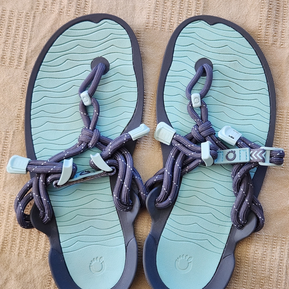 Mint and Gray Sandals with Knotted Straps
